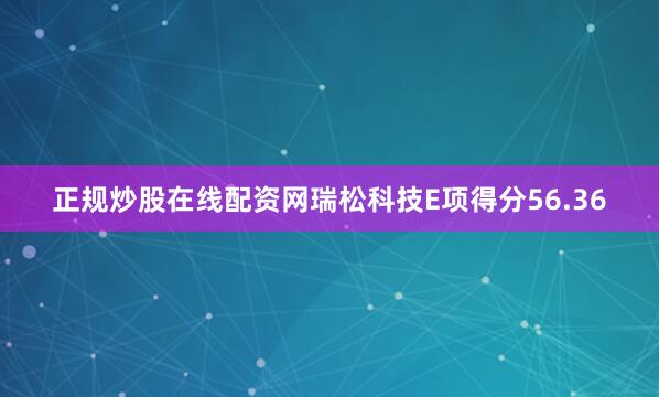 正规炒股在线配资网瑞松科技E项得分56.36
